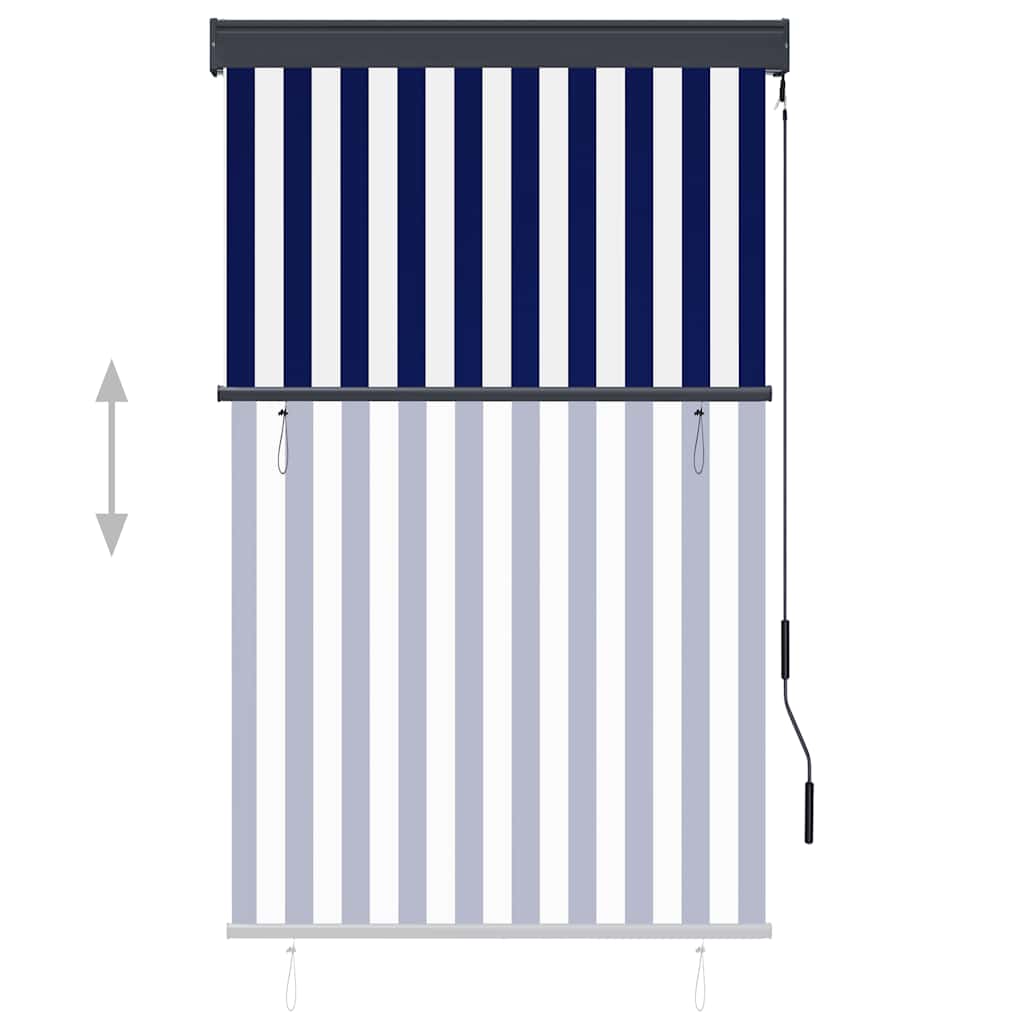 Außenrollo 100 x 250 cm Blau und Weiß