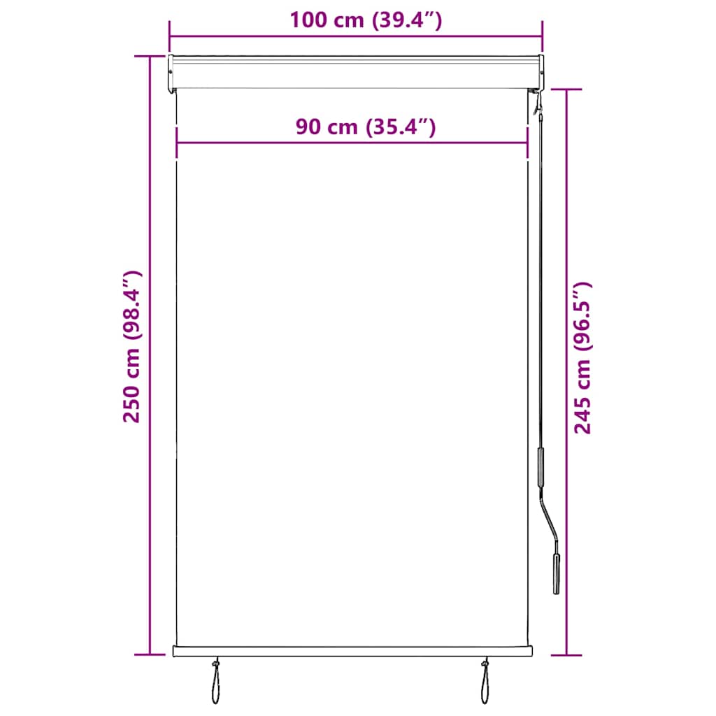 Außenrollo 100 x 250 cm Blau und Weiß