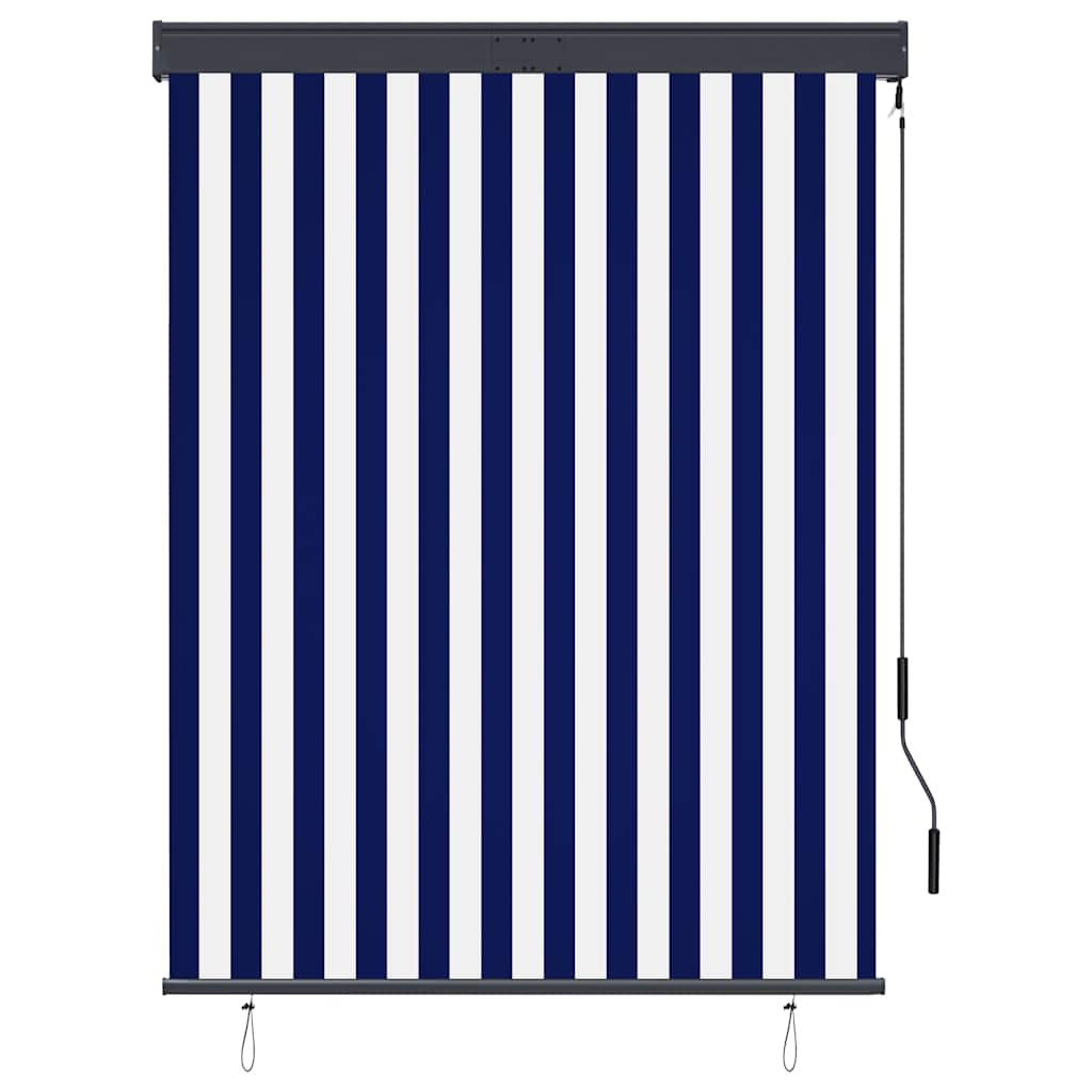 Außenrollo 120 x 250 cm Blau und Weiß