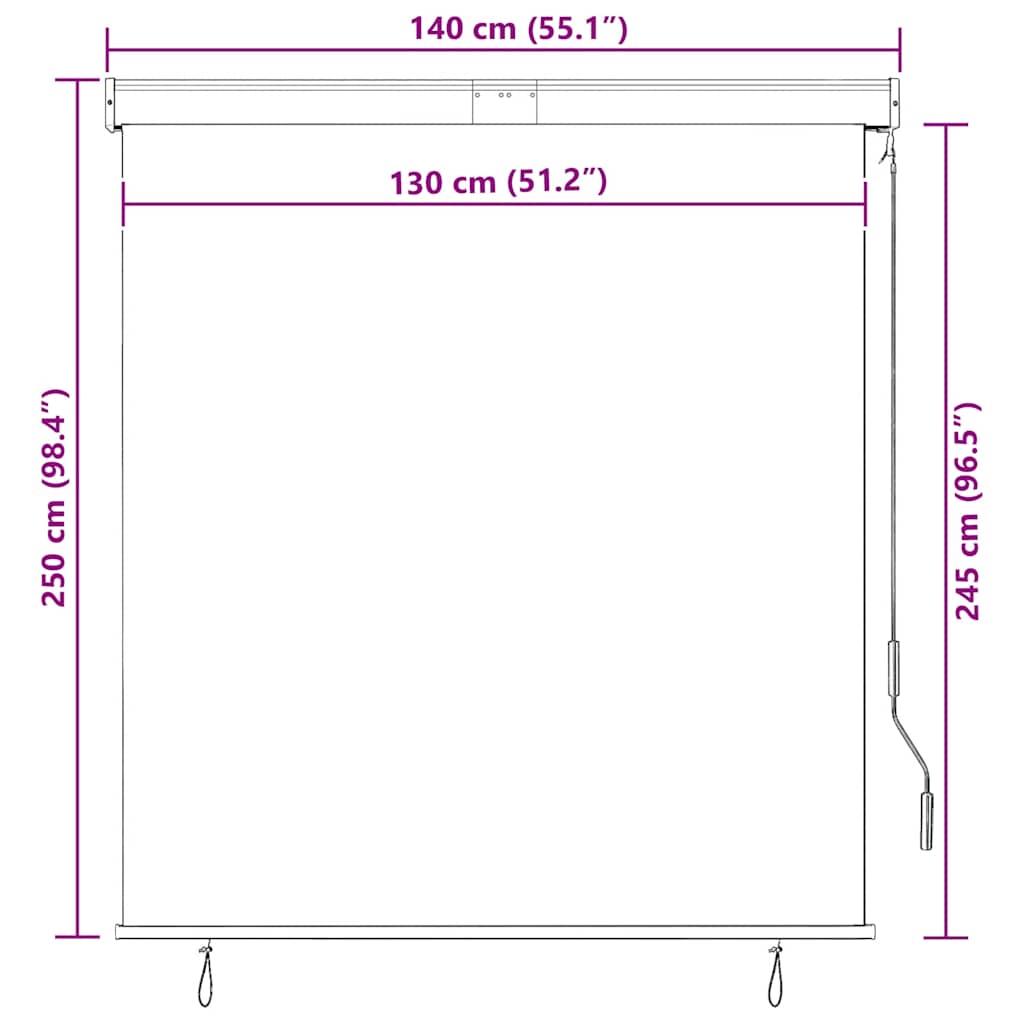 Außenrollo 140x250 cm Blau und Weiß