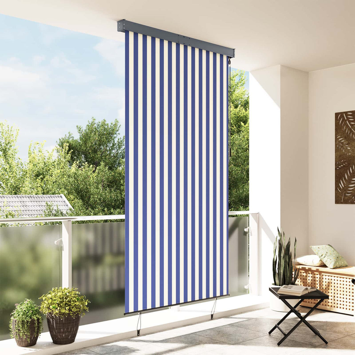Außenrollo 140x250 cm Blau und Weiß