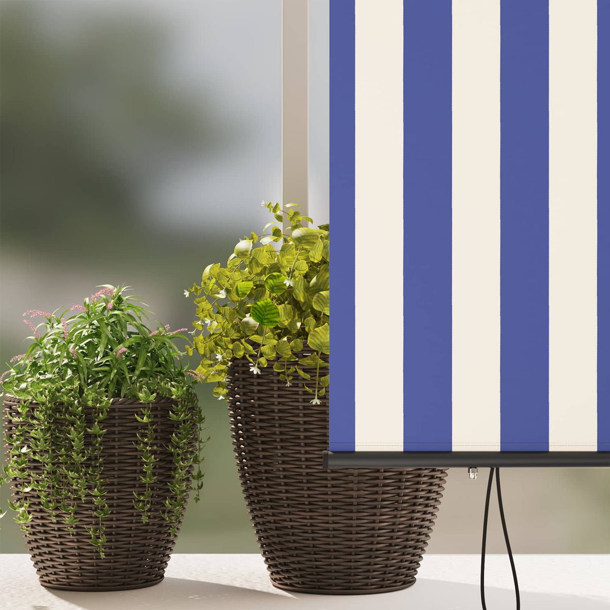 Außenrollo 140x250 cm Blau und Weiß