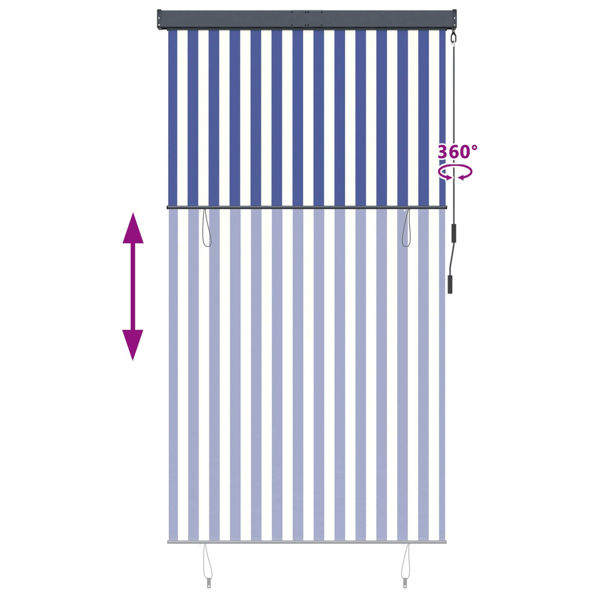 Außenrollo 140x250 cm Blau und Weiß