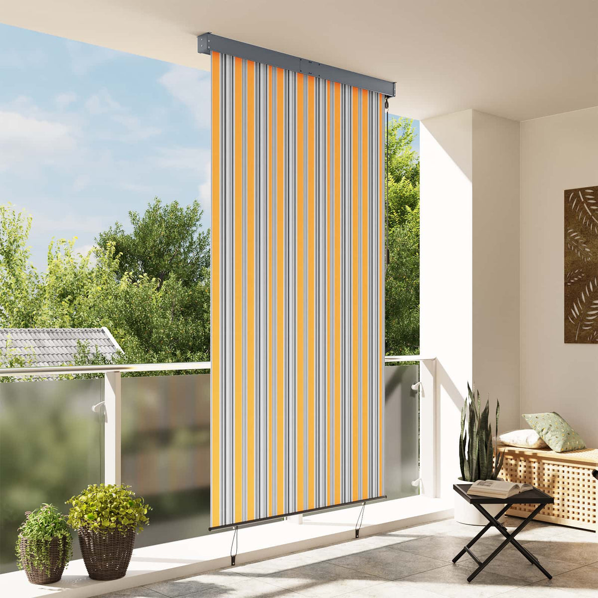 Außenrollo 140x250 cm Gelb und Blau