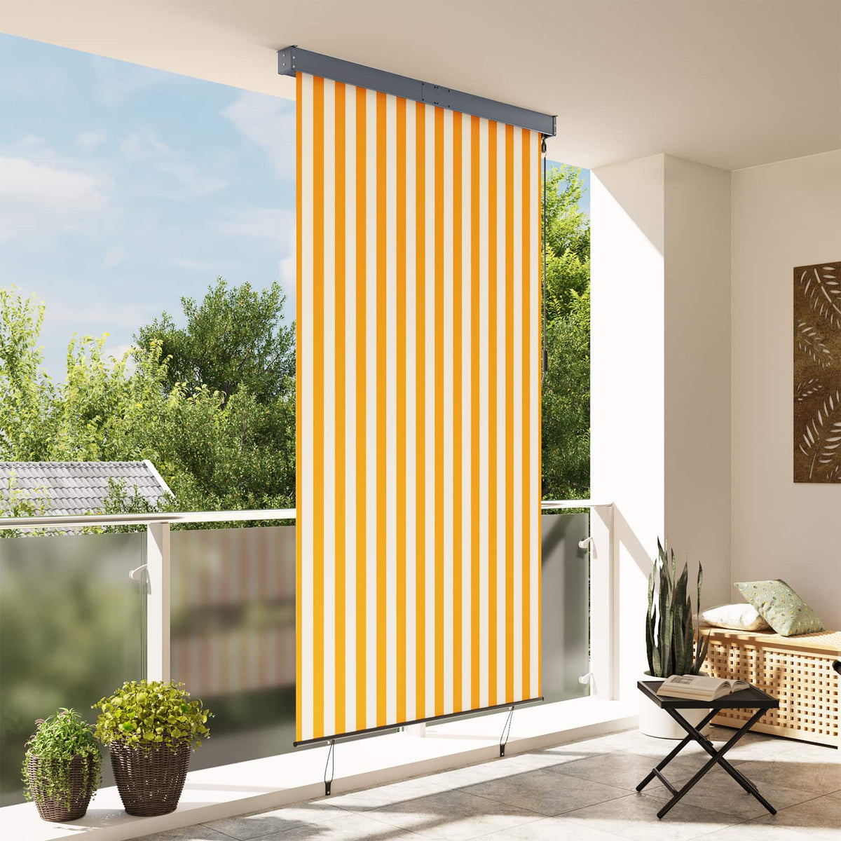 Außenrollo 140x250 cm Weiß und Orange