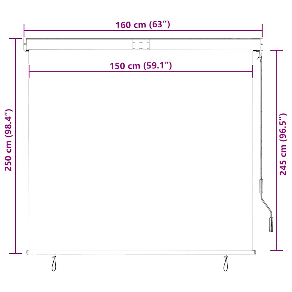 Außenrollo 160x250 cm Weiß und Orange