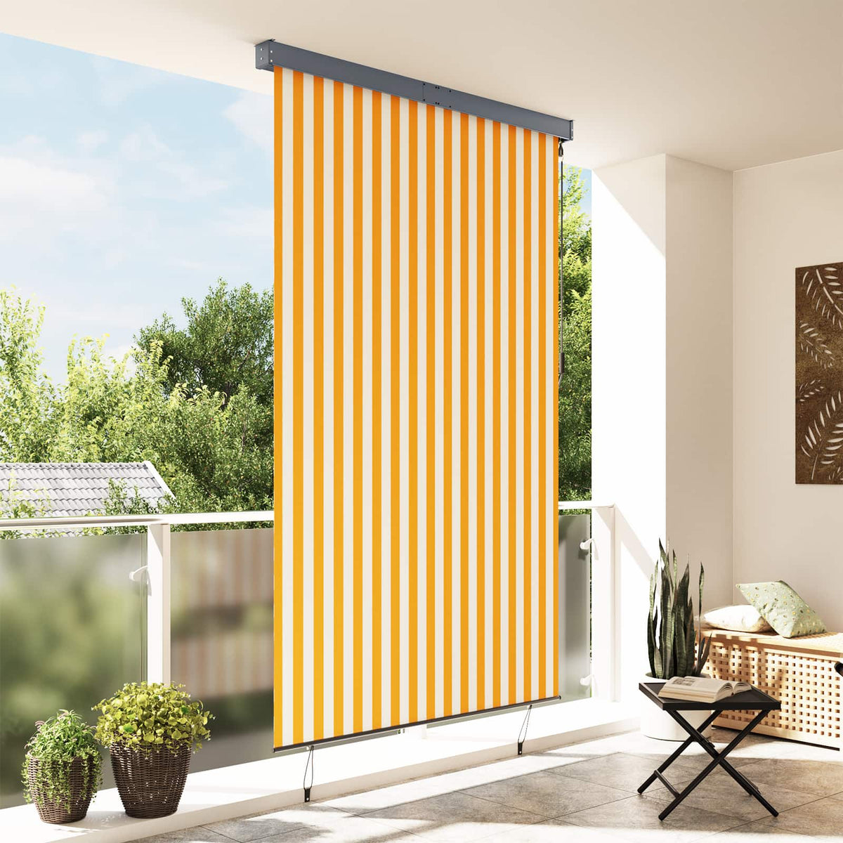 Außenrollo 160x250 cm Weiß und Orange