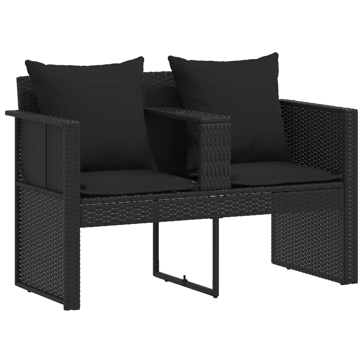 Gartenbett mit Sonnenschirm Poly Rattan Schwarz