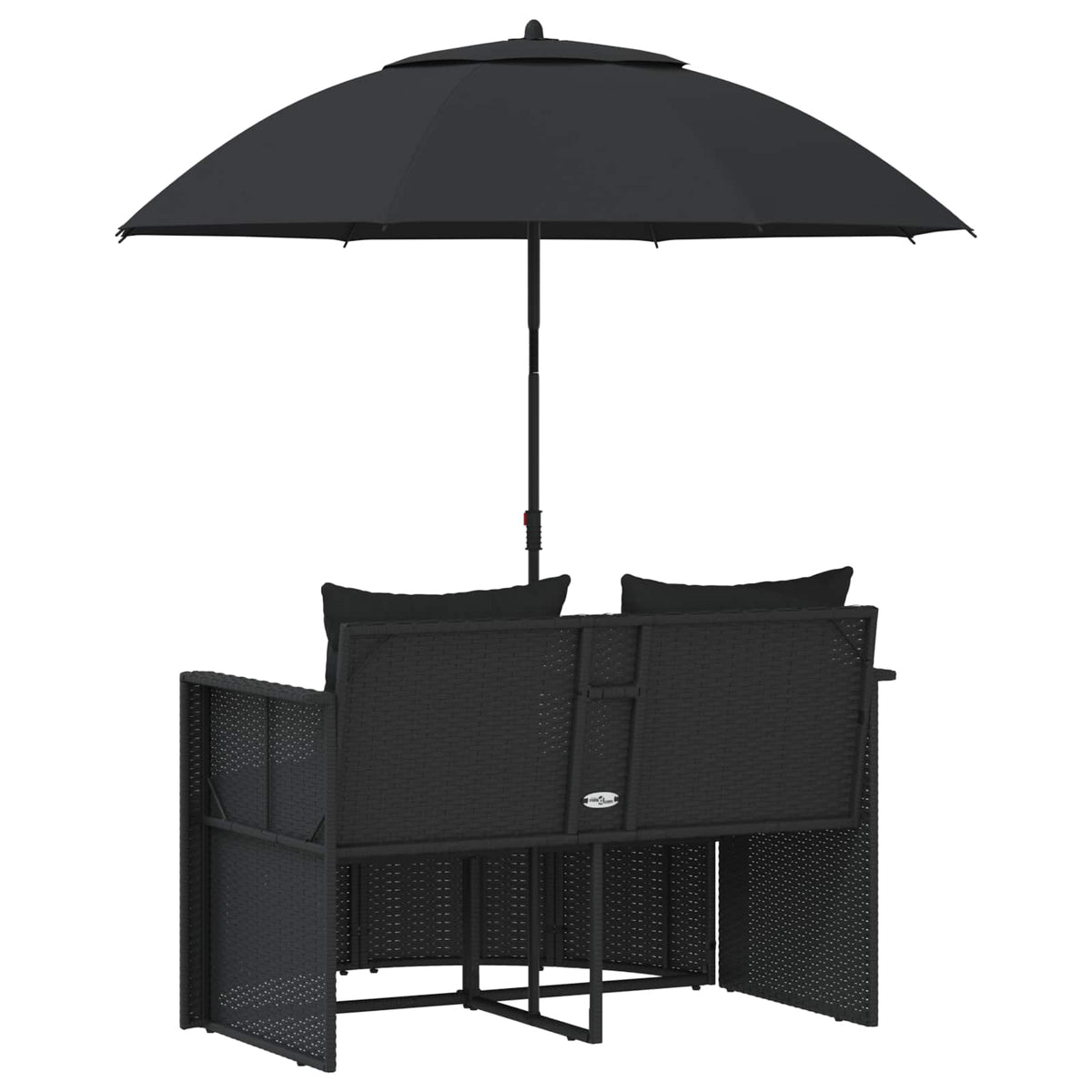 Gartenbett mit Sonnenschirm Poly Rattan Schwarz