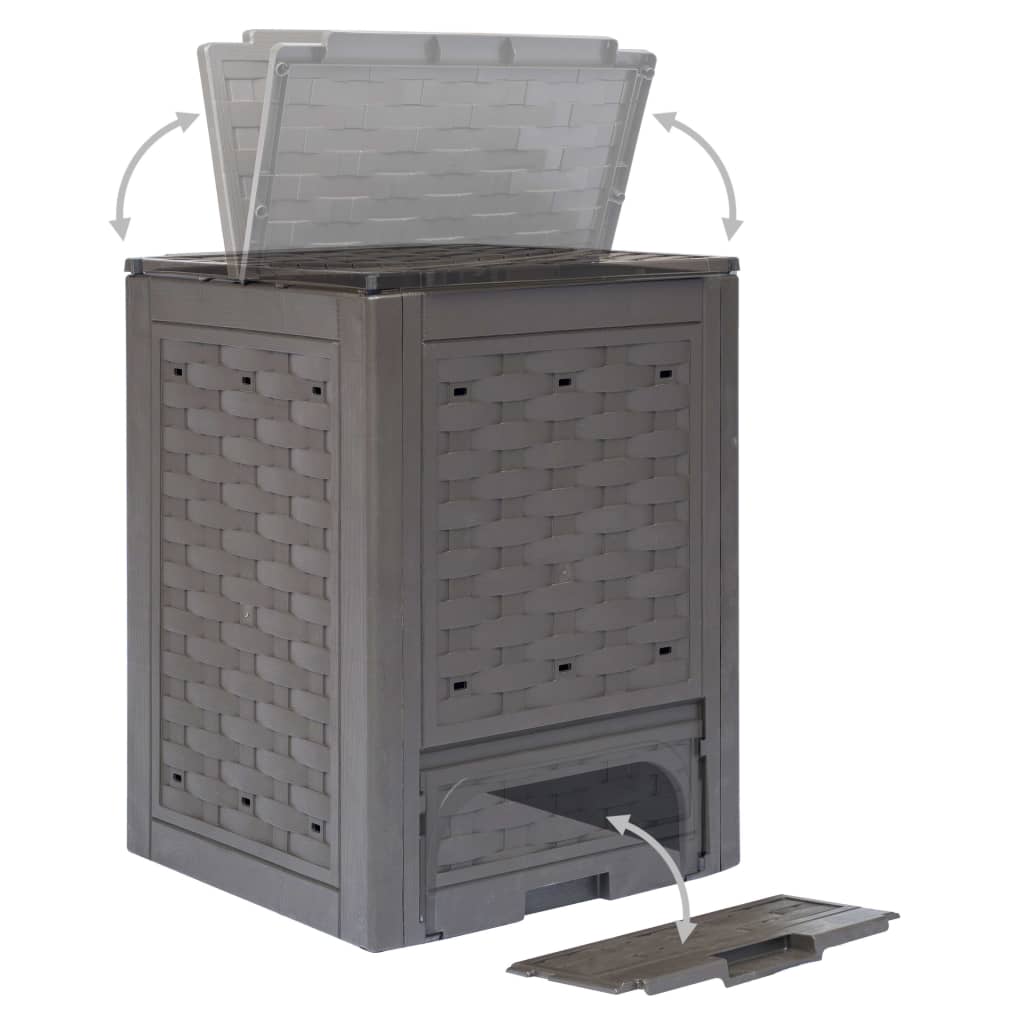 Gartenkomposter 3 Stk. Braun 60x60x83cm 900 L Kunststoff Rattan