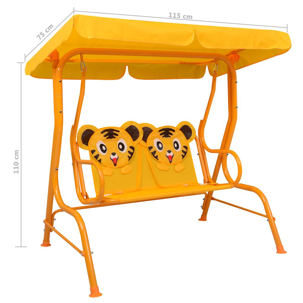 Balançoire enfant Hollywood jaune 115 x 75 x 110 cm en tissu