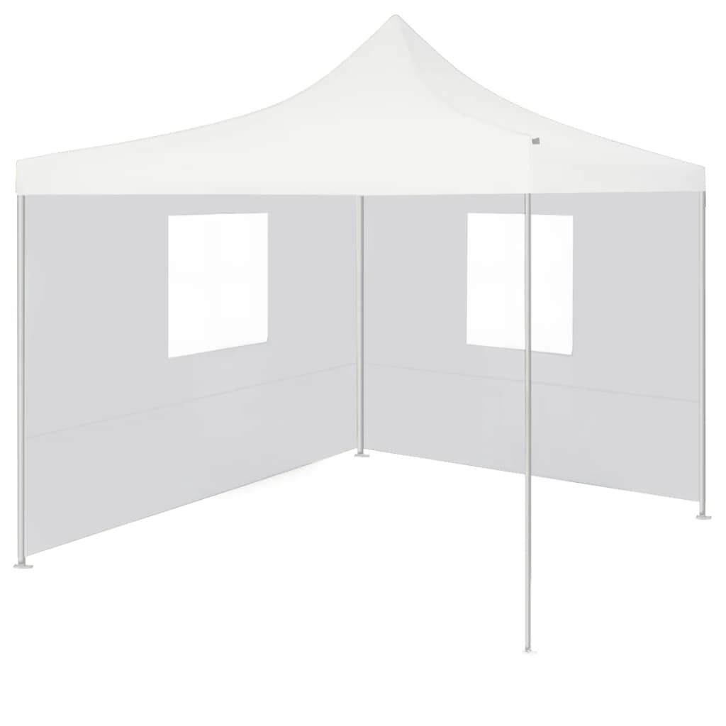 Tente de fête professionnelle pliable avec 2 parois latérales 3x3m acier blanc