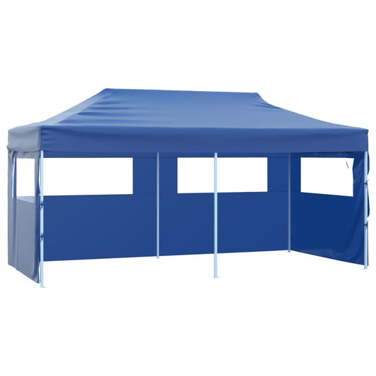 Professional Party Tent Foldable with 4 Side Walls 3×6m Steel Blue