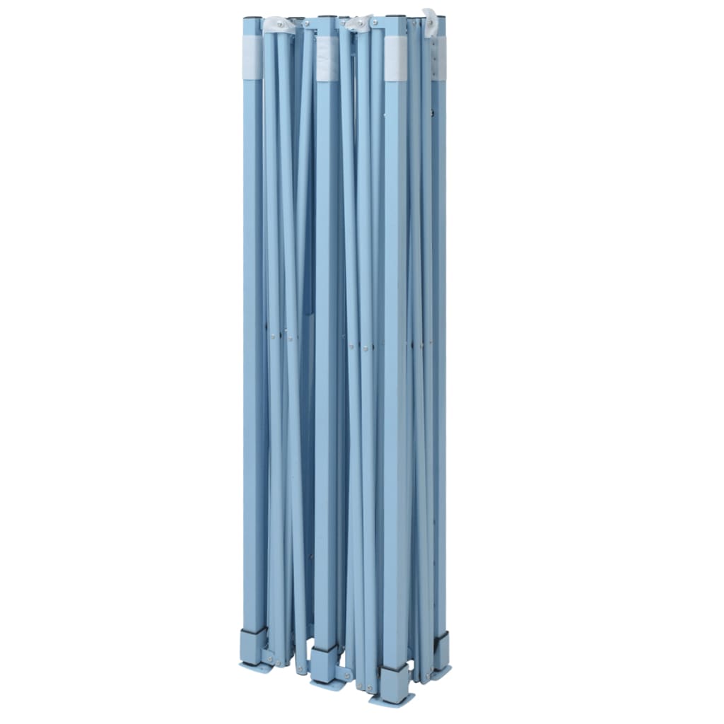 Tente de fête professionnelle pliable avec 4 parois latérales 3×6m bleu acier