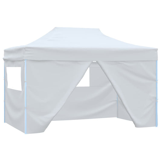 Tente de réception pliable avec 4 panneaux latéraux 3x4,5 m blanche