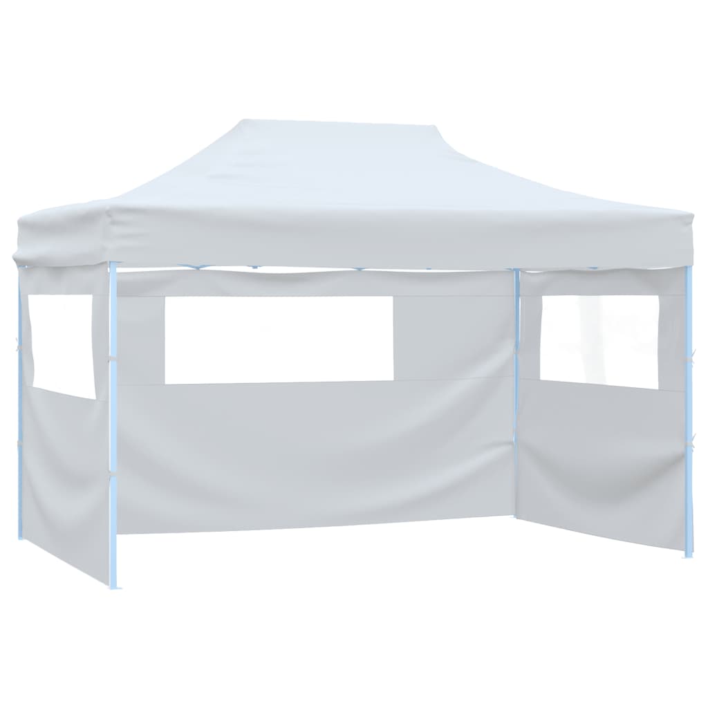 Tente de réception pliable avec 4 panneaux latéraux 3x4,5 m blanche