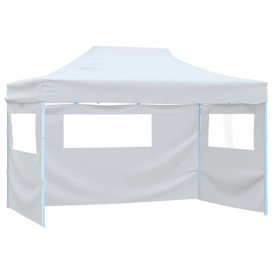 Tente de réception pliable avec 3 panneaux latéraux 3x4,5 m blanche