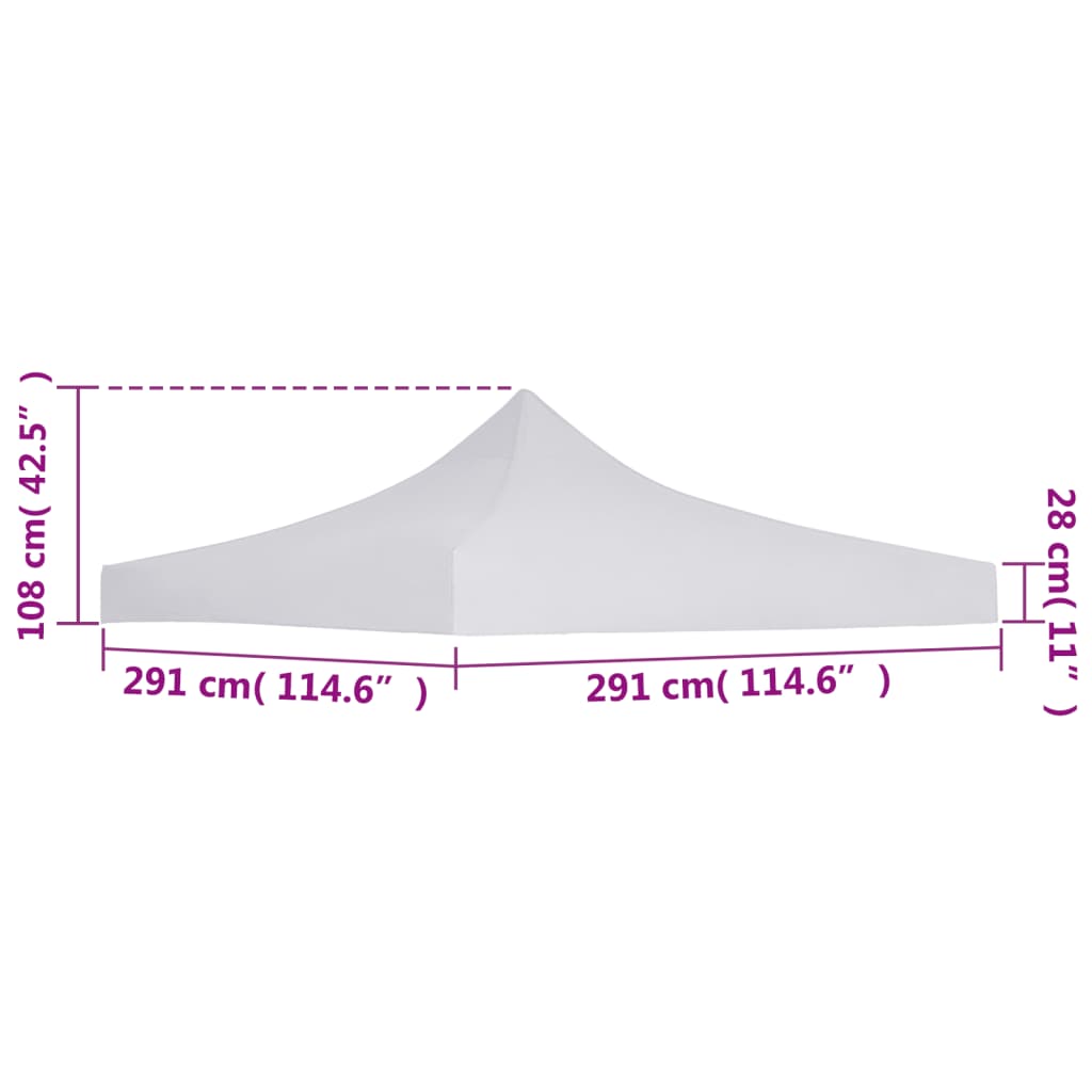 Toit de tente de réception 3x3 m blanc