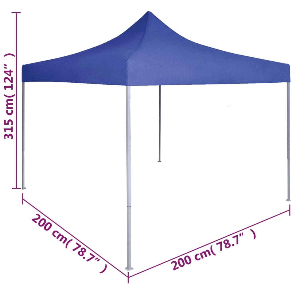 Tente de fête professionnelle pliable 2x2 m bleu acier