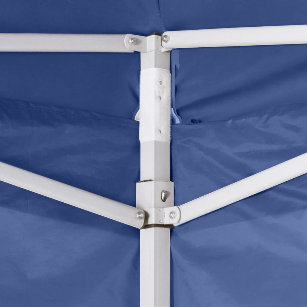 Tente de fête professionnelle pliable avec 2 parois latérales 2×2m bleu acier