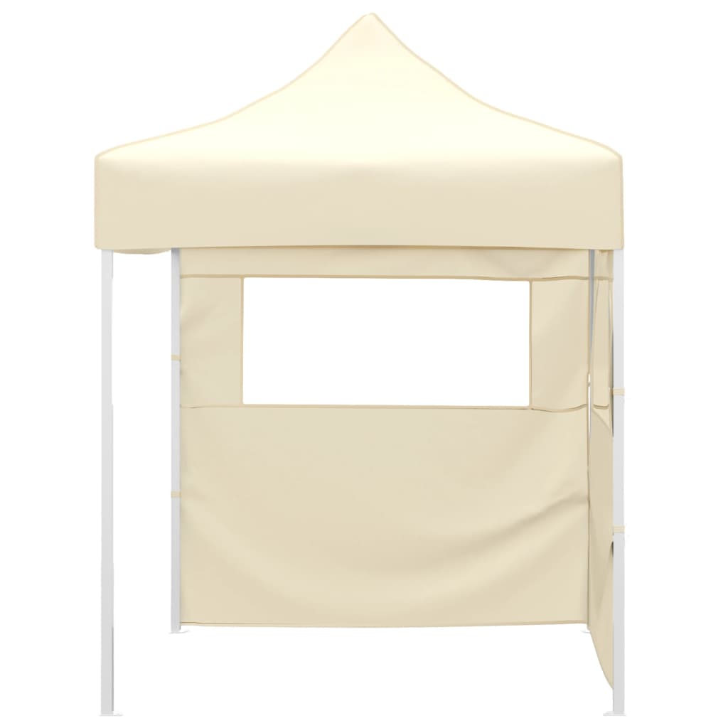 Tente de fête professionnelle pliable avec 2 parois latérales 2×2m acier crème