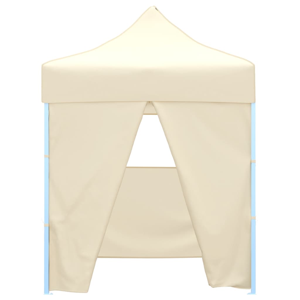 Tente de fête professionnelle pliable avec 4 parois latérales 2×2m acier crème