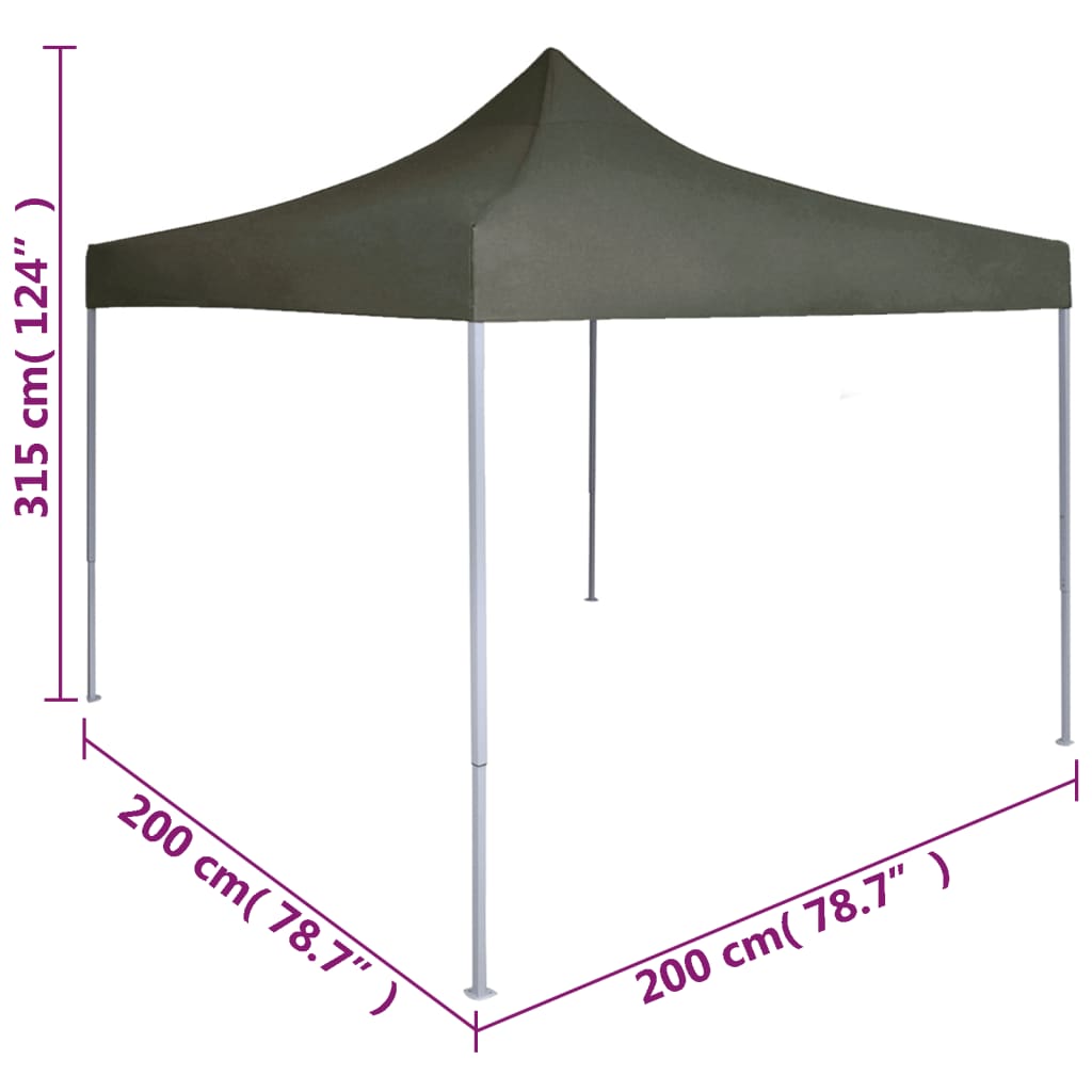 Tente de fête professionnelle pliable 2×2 m acier anthracite