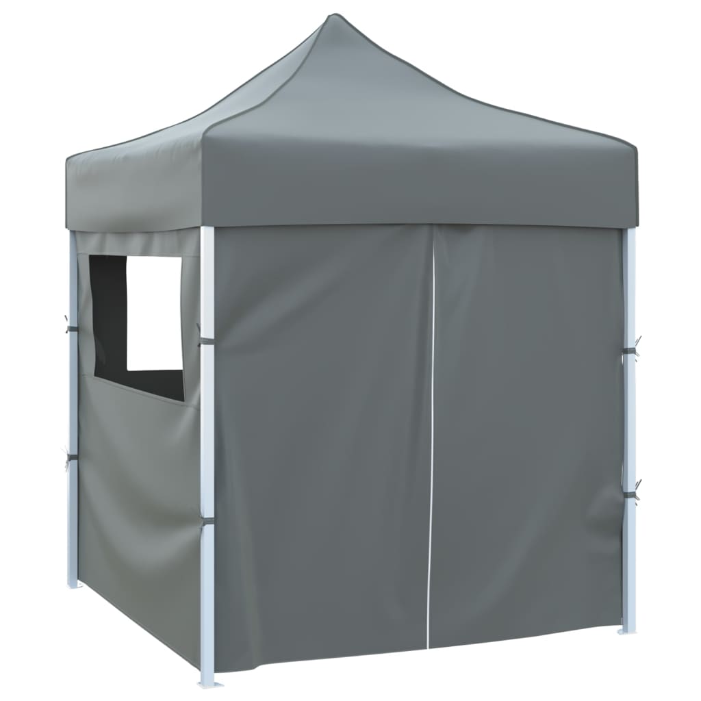 Tente de fête professionnelle pliable avec 4 parois latérales 2×2m en acier anthracite