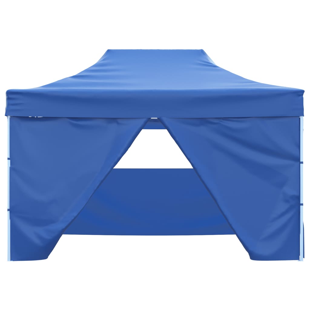 Tente de fête professionnelle pliable avec 4 parois latérales 3×4m bleu acier