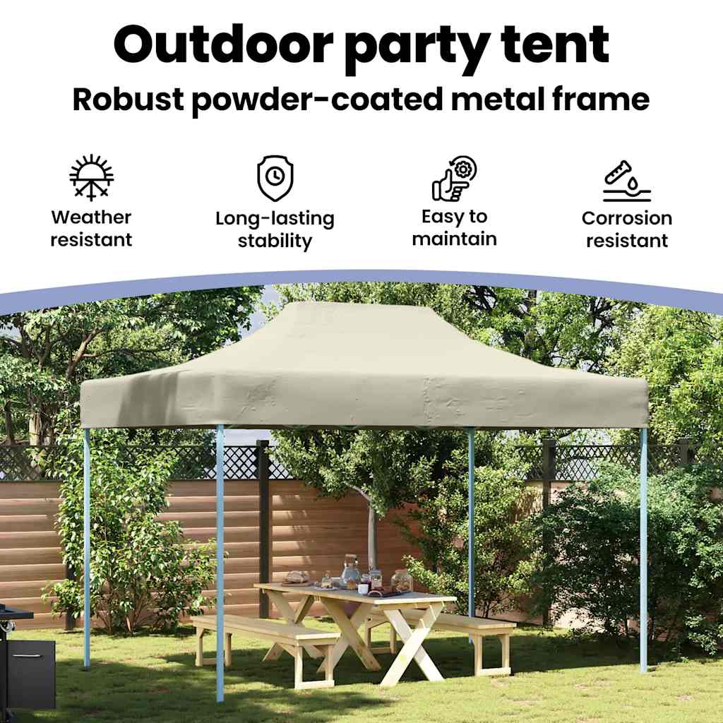 Professional Party Tent Foldable 3×4 m Steel Cream