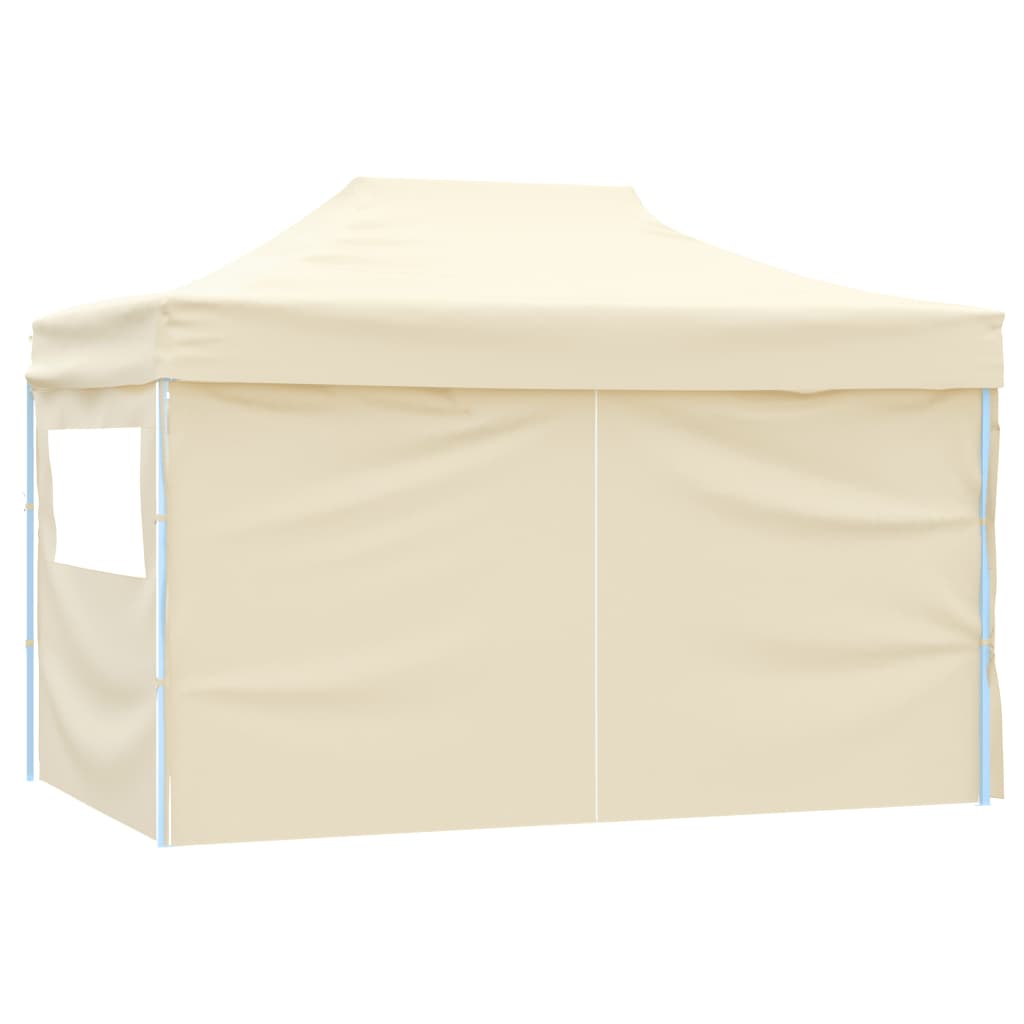 Tente de fête professionnelle pliable avec 4 parois latérales 3×4m acier crème