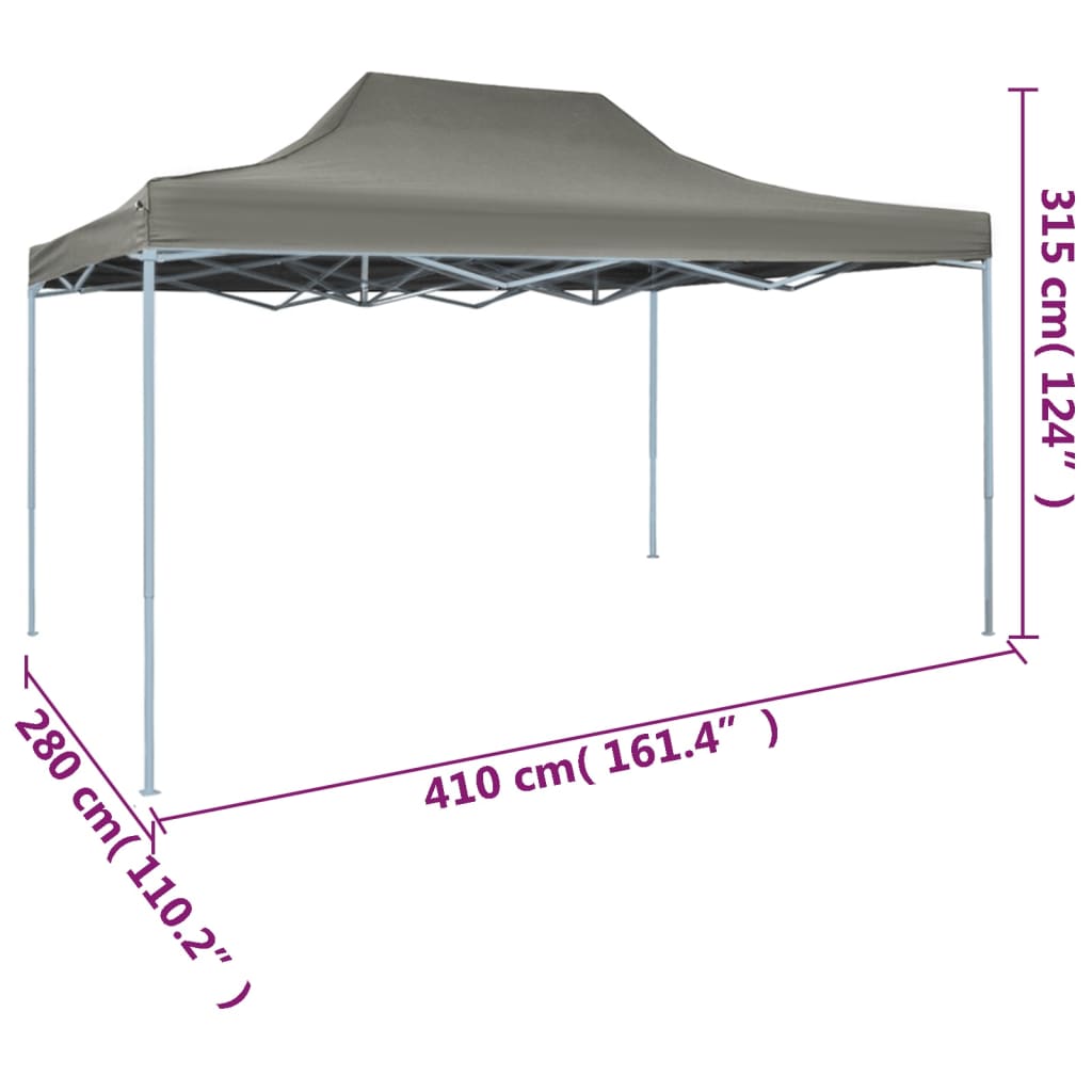 Tente de fête professionnelle pliable 3x4 m acier anthracite