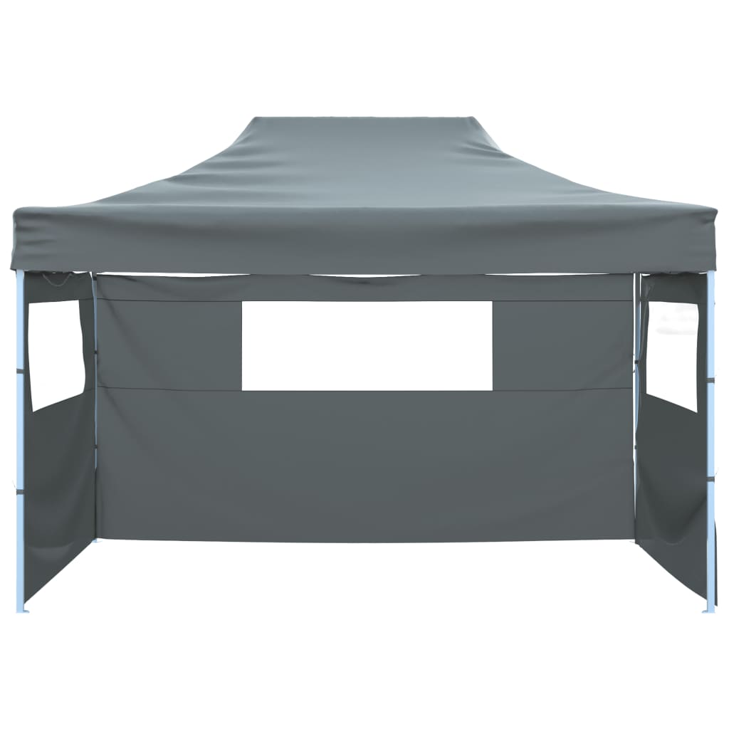 Tente de fête professionnelle pliable avec 3 parois latérales 3×4m en acier anthracite