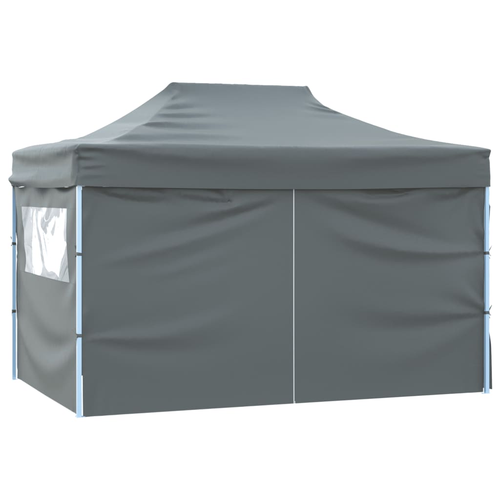 Tente de fête professionnelle pliable avec 4 parois latérales 3×4m en acier anthracite