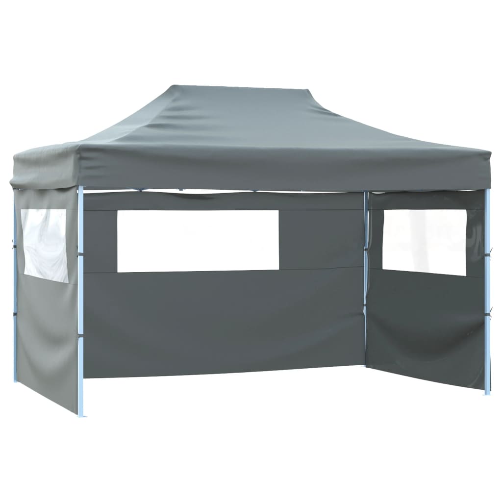 Tente de fête professionnelle pliable avec 4 parois latérales 3×4m en acier anthracite