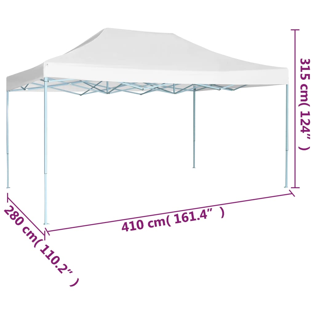 Tente de fête professionnelle pliable 3 x 4 m acier blanc