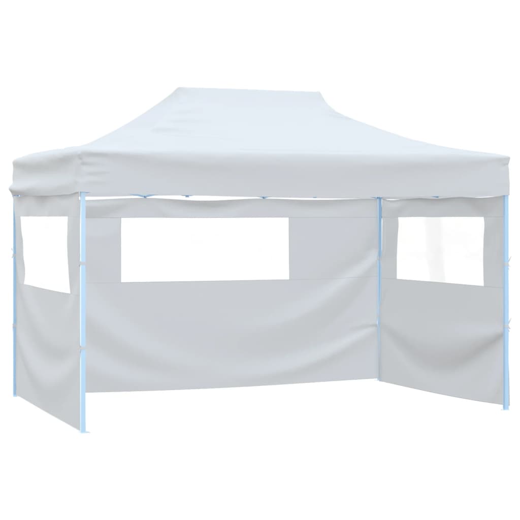 Tente de fête professionnelle pliable avec 3 parois latérales 3×4m acier blanc