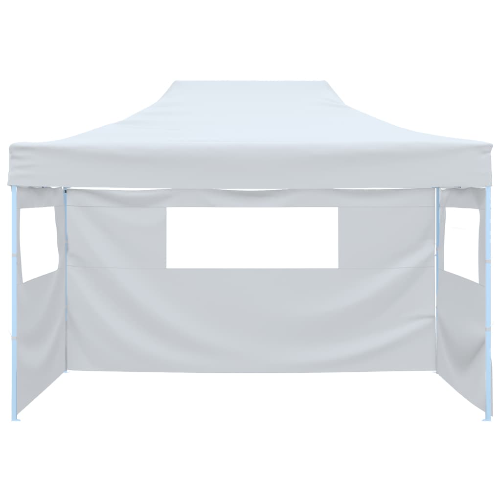 Tente de fête professionnelle pliable avec 3 parois latérales 3×4m acier blanc