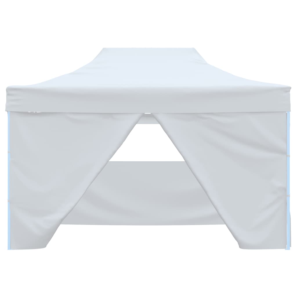 Tente de fête professionnelle pliable avec 4 parois latérales 3×4m acier blanc