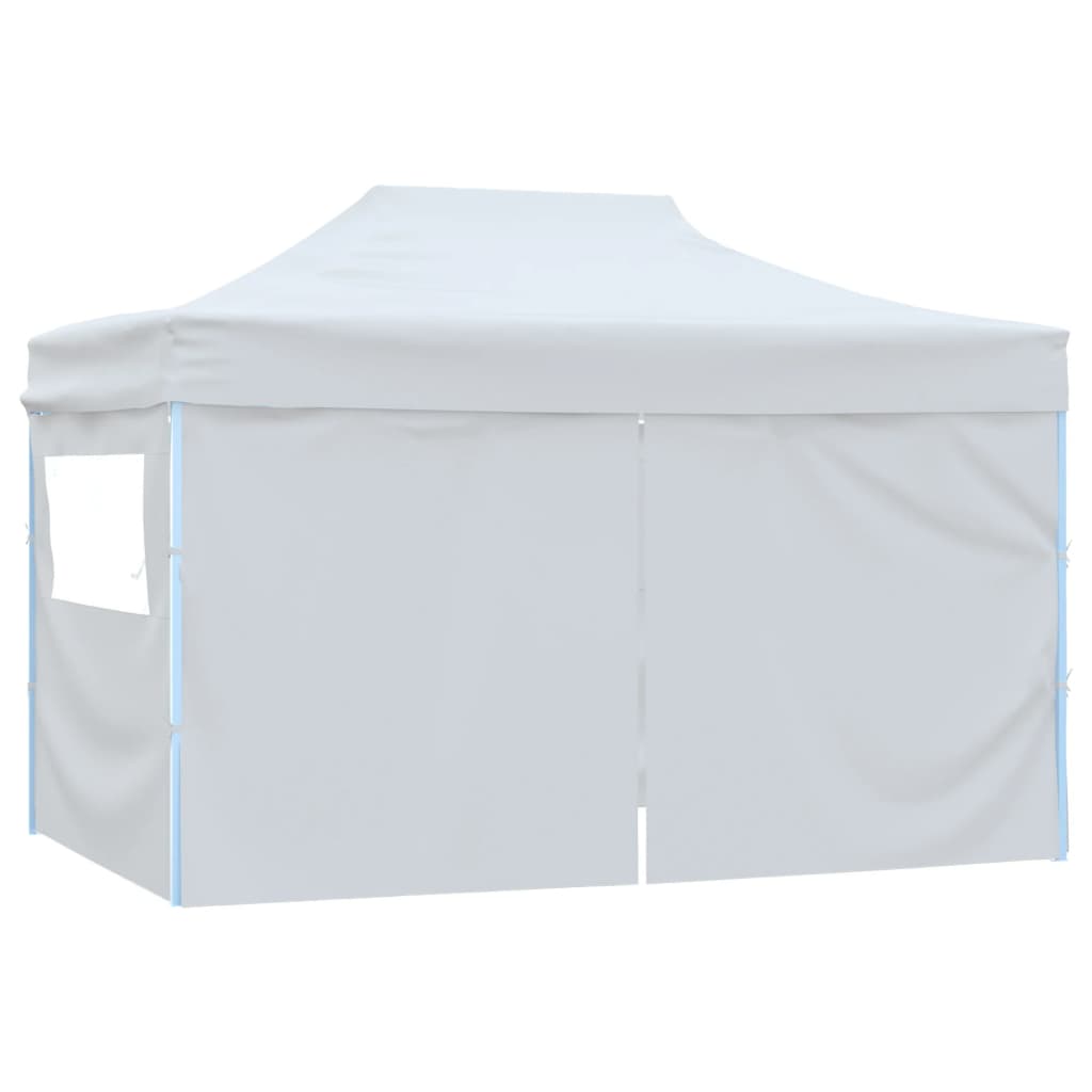 Tente de fête professionnelle pliable avec 4 parois latérales 3×4m acier blanc