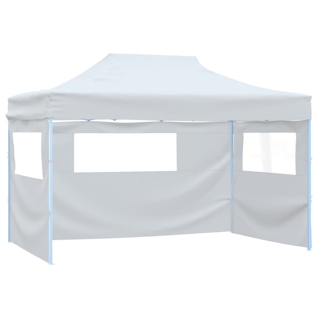 Tente de fête professionnelle pliable avec 4 parois latérales 3×4m acier blanc