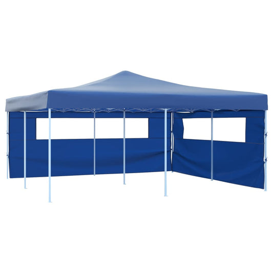 Faltpavillon mit 2 Seitenwänden 5x5 m Blau
