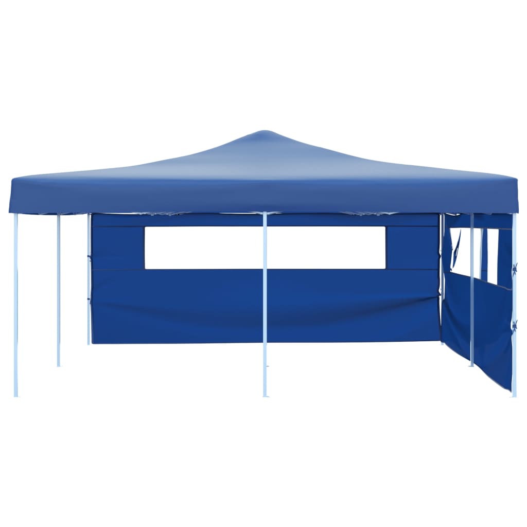 Faltpavillon mit 2 Seitenwänden 5x5 m Blau