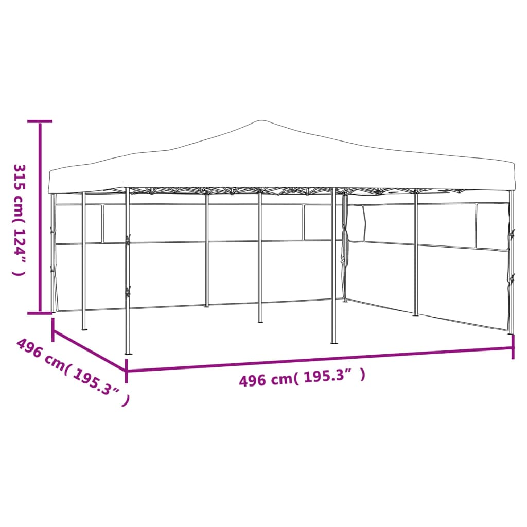 Faltpavillon mit 2 Seitenwänden 5x5 m Blau
