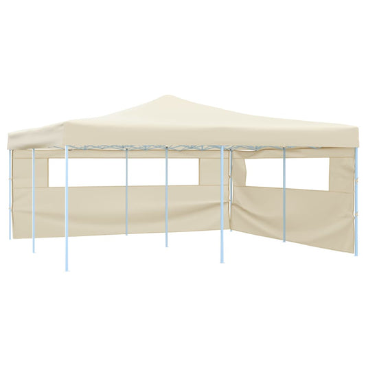 Faltpavillon mit 2 Seitenwänden 5x5 m Creme