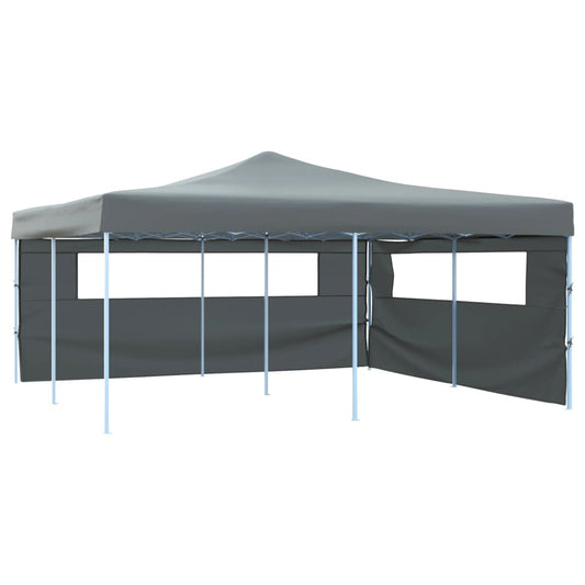 Faltpavillon mit 2 Seitenwänden 5x5 m Anthrazit