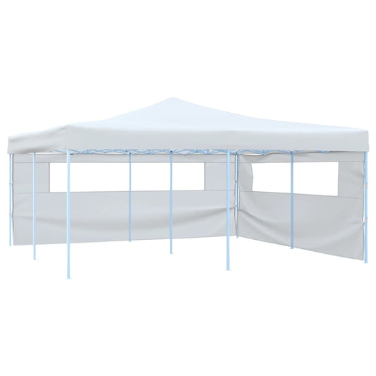 Faltpavillon mit 2 Seitenwänden 5x5 m Weiß