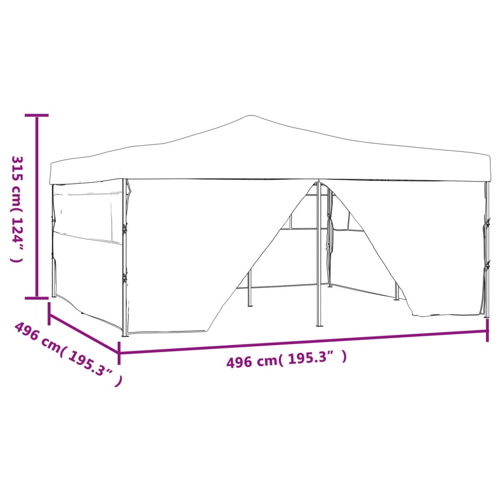 Faltpavillon mit 4 Seitenwänden 5x5 m Weiß