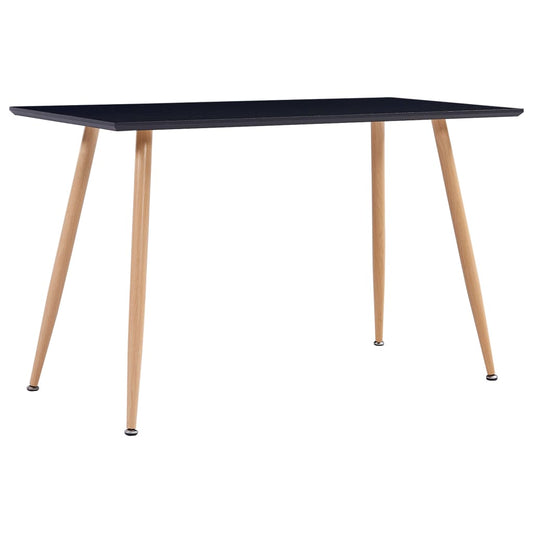 Table à manger noire et chêne 120×60×74 cm MDF