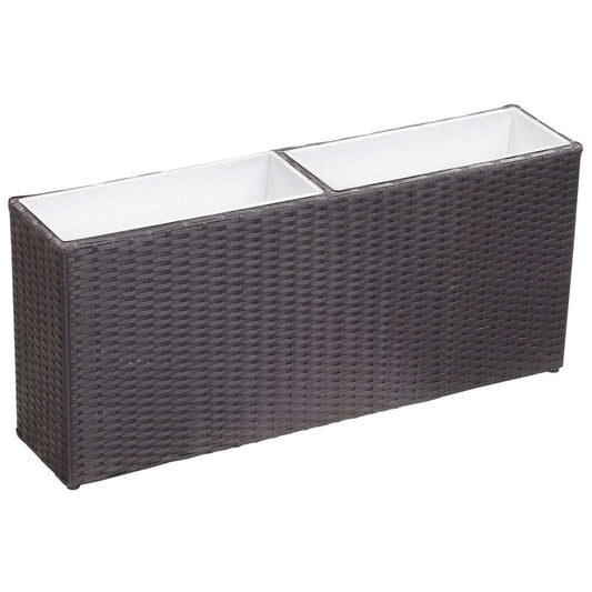 Garden raised bed with 2 pots 90x20x40cm poly rattan black